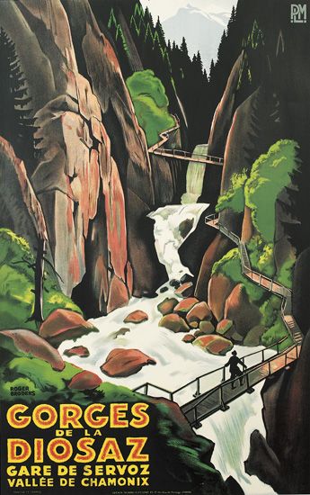 ROGER BRODERS (1883-1953). GORGES DE LA DIOSAZ. Circa 1930. 39x24 inches, 100x62 cm. Lucien Serre, Paris.